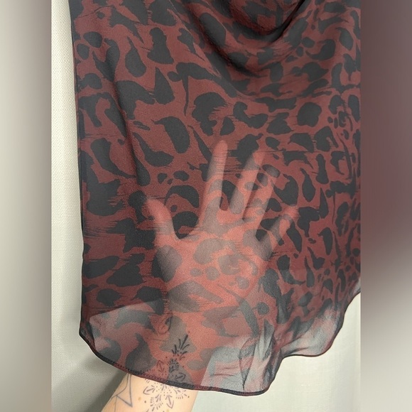 Theory Black and Red Sheer Cowl Neck Silk Blouse Medium - Picture 5 of 7